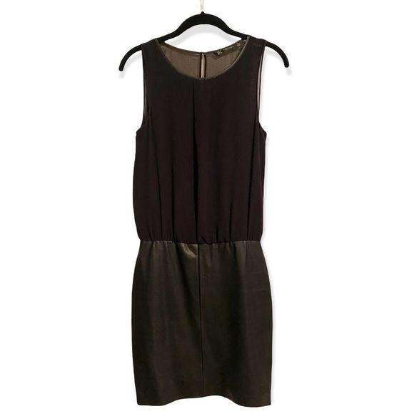 Zara Black Sheer Faux Leather Mini Dress, Size S - Picture 1 of 5